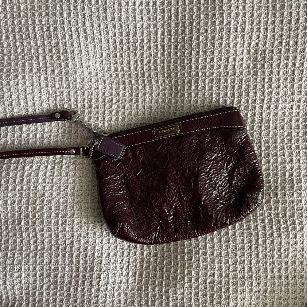 Burgundy Coach Wristlet